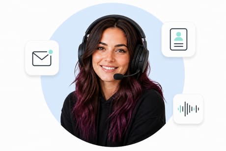 Gaming creator wearing a headset, surrounded by creator workflow icons
